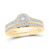 10kt Yellow Gold Womens Round Diamond Bridal Wedding Engagement Ring Band Set 1/5 Cttw